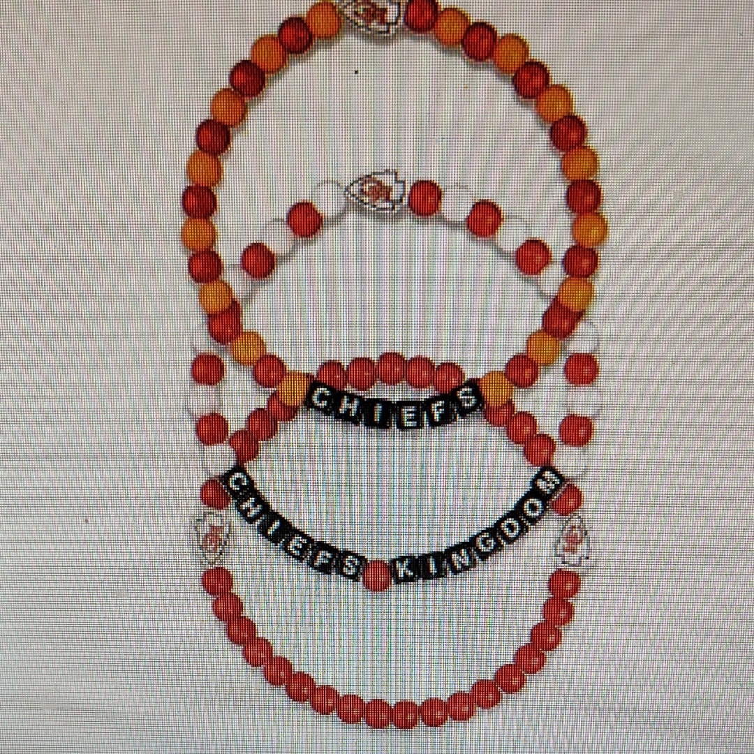 Chiefs Kingdom Red And Gold Beaded Bracelet Set